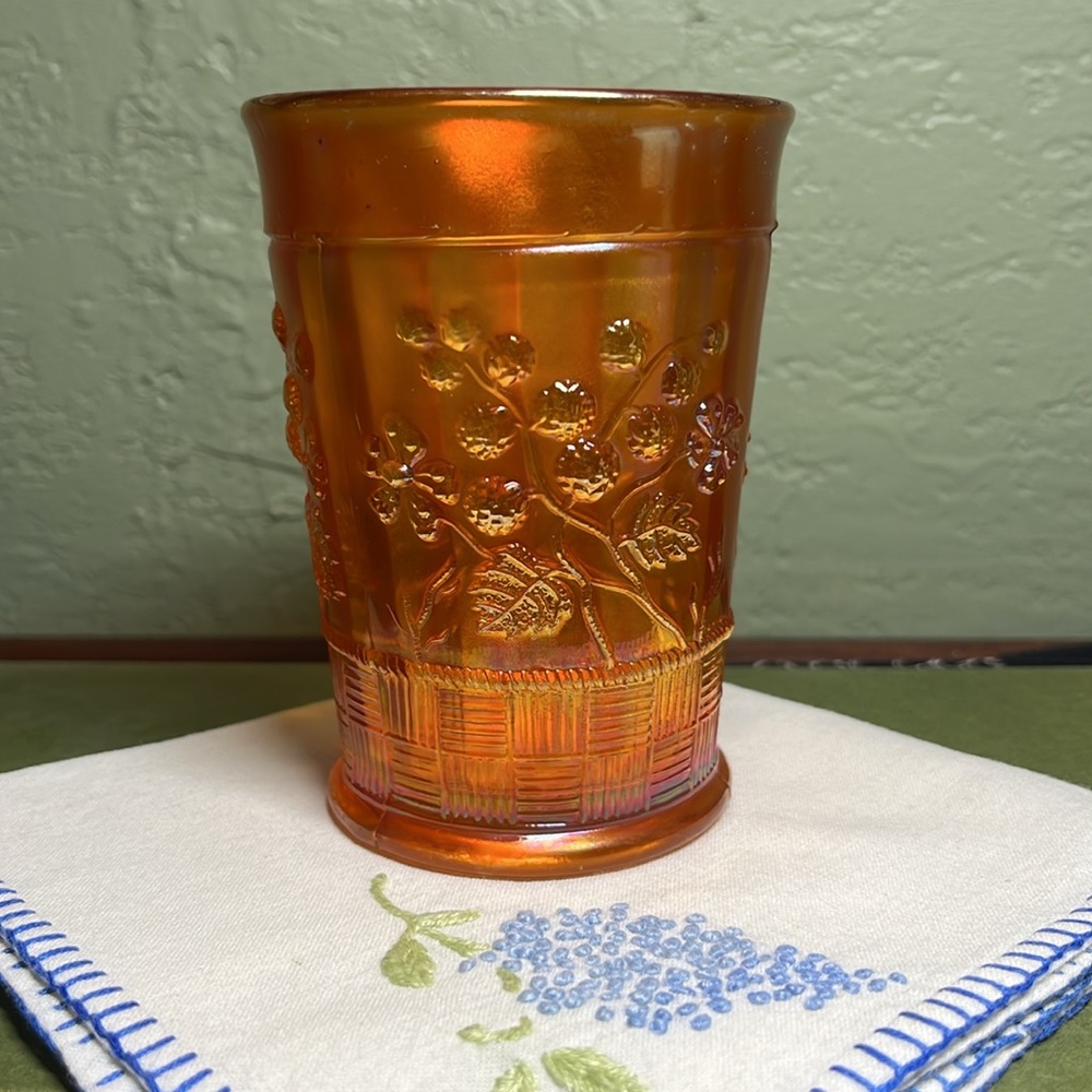Northwood Marigold Carnival Glass Raspberry Tumbler – 4”